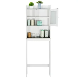 HomGarden 4-Tier Over-The-Toilet Storage Bathroom Cabinet Spacesaver Organizer with 2 Adjustable Shelves - White