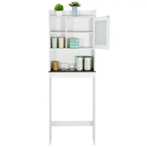 a1 HomGarden 4-Tier Over-The-Toilet Storage Bathroom Cabinet Spacesaver Organizer with 2 Adjustable Shelves - White