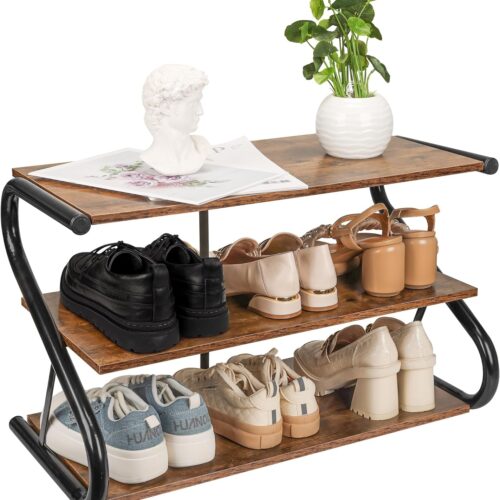 a1 Ten&Blessings 3 Tier Shoe Rack for Entryway - Free Standing Shoe Rack for Hallway, Living Room, Bedroom, Garage