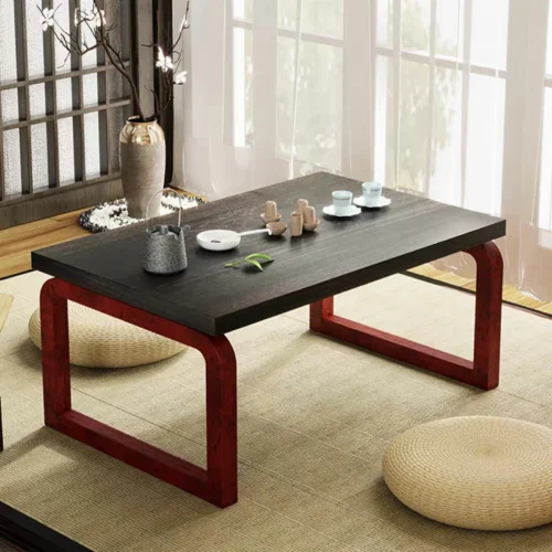 Foldable Wooden Folding Coffee Table - Laptop Low Tea Table for Tea Picnics