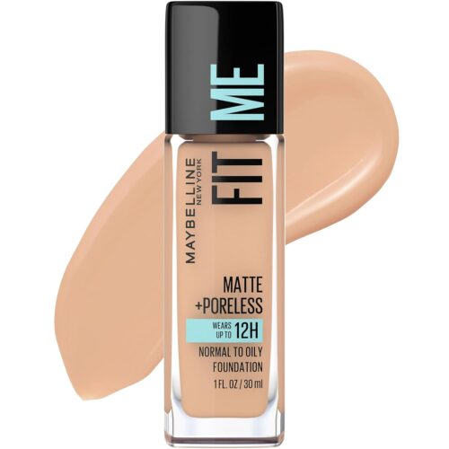 a1 Maybelline Fit Me Matte + Poreless Liquid Oil-Free Foundation Makeup - Pure Beige, 1 Count (Packaging May Vary)