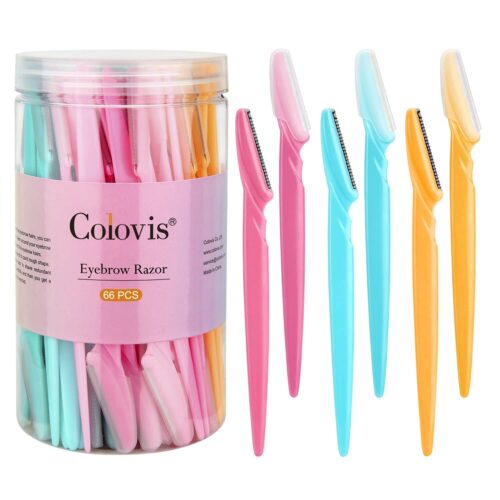 66PCS Eyebrow and Face Razor Set for Women and Men - Hair Trimmer and Shaver with Protective Cover, Safe and Newbie Friendly