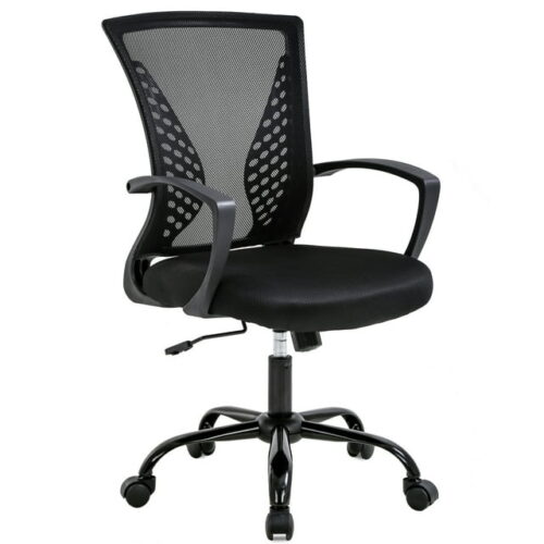 a1 BestOffice Mid Back Mesh Executive Chair with Armrests and Lumbar Support - Swivel, Adjustable - Black