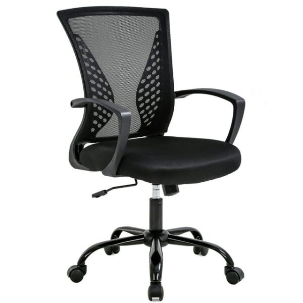 BestOffice Mid Back Mesh Executive Chair with Armrests and Lumbar Support - Swivel, Adjustable - Black 1