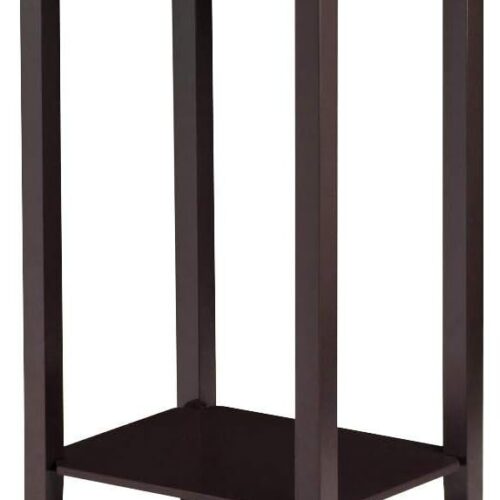a1 Yaheetech 2 Tier Wood Tall End Table - Sofa Side Snack Table Multipurpose Small Table for Living Room - Dark Coffee