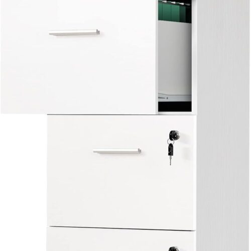 YITAHOME 4-Drawer File Cabinet with Lock - 15.86" Deep Vertical Filing Cabinet for Letter A4-Sized Files - Need to Assemble - Storage Cabinet for Home Office - White