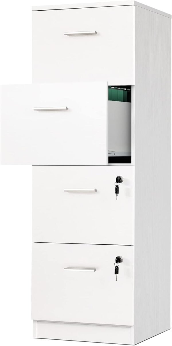 YITAHOME 4-Drawer File Cabinet with Lock - 15.86" Deep Vertical Filing Cabinet for Letter A4-Sized Files - Need to Assemble - Storage Cabinet for Home Office - White 1