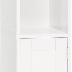 Bathroom Storage Cabinet with Door - Small Toilet Paper Holder - Narrow Floor Cabinet Unit with Adjustable Shelf - Space Saving - Modern Style - White
