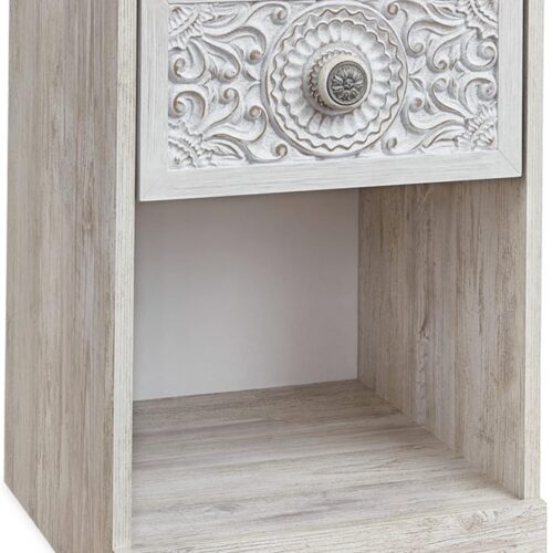 a1 Signature Design by Ashley Paxberry Bohemian 1-Drawer Nightstand with Open Cubby - White