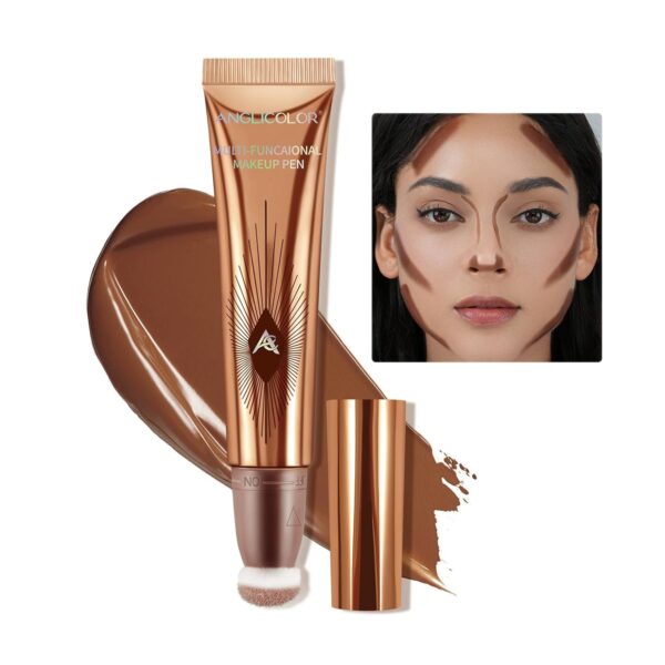 Contour Stick with Cushion Applicator - Liquid Contour Wand - Cream Contour Smooth - Lightweight Liquid Bronzer for Face (02#Fair/Medium) 1