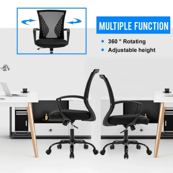 BestOffice Mid Back Mesh Executive Chair with Armrests and Lumbar Support - Swivel, Adjustable - Black 2