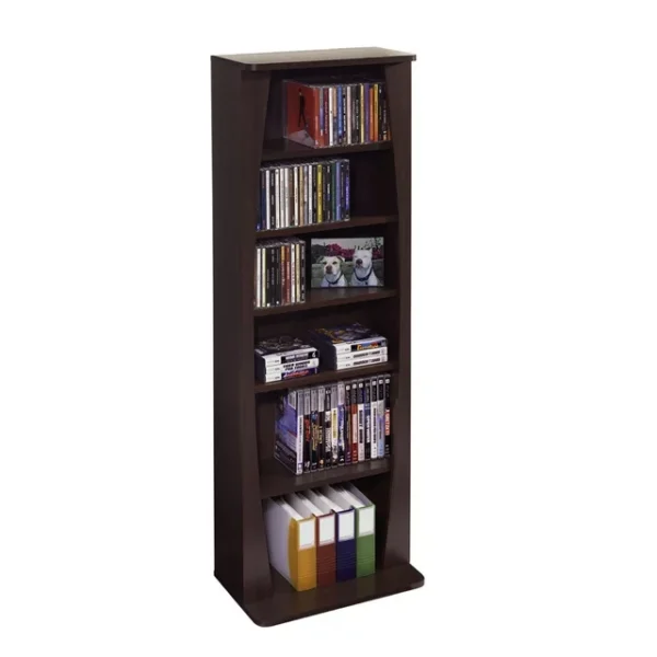 Atlantic Canoe Multimedia Storage Bookcase - 15"x43", 6-Shelf (Holds 115 DVDs, 231 CDs) - Espresso Finish 2