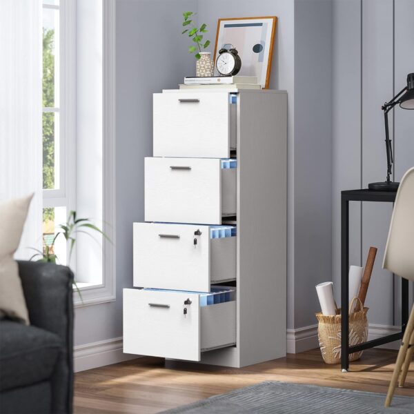 YITAHOME 4-Drawer File Cabinet with Lock - 15.86" Deep Vertical Filing Cabinet for Letter A4-Sized Files - Need to Assemble - Storage Cabinet for Home Office - White 2