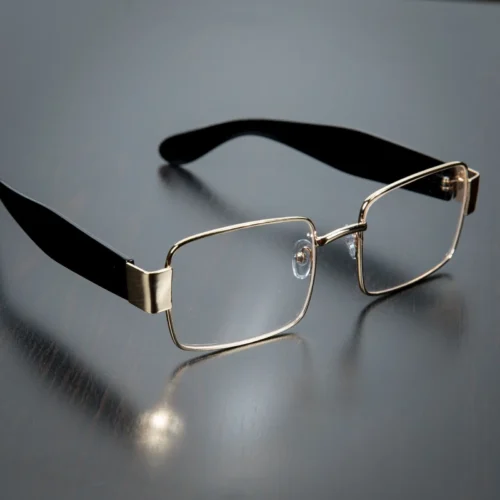a2 Stylish Black and Gold Square Clear Lens Men's Rectangle Hip Hop Retro Glasses - Shop Now!