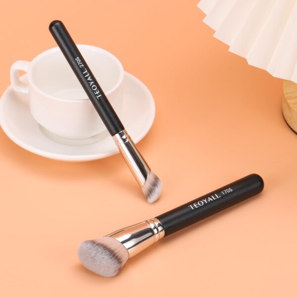 TEOYALL Foundation Contour Brush Set - 2PCS Angled Synthetic Kabuki Brush for Blending, Setting, Concealing, Buffing with Liquid, Cream, and Powder Cosmetic (170S/270S) 3