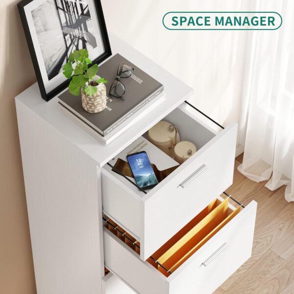 YITAHOME 4-Drawer File Cabinet with Lock - 15.86" Deep Vertical Filing Cabinet for Letter A4-Sized Files - Need to Assemble - Storage Cabinet for Home Office - White 3