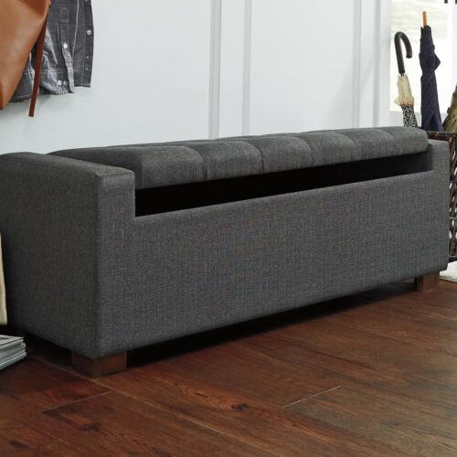 a3 Signature Design by Ashley Cortwell Ottoman Tufted Entryway Storage Bench - Charcoal Gray