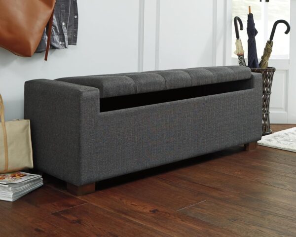 Signature Design by Ashley Cortwell Ottoman Tufted Entryway Storage Bench - Charcoal Gray 1