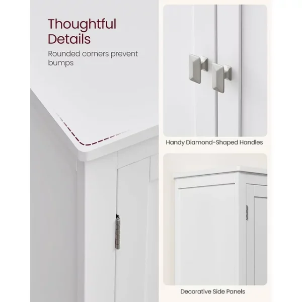 VASAGLE Bathroom Floor Storage Cabinet with 4 Doors - Bathroom Storage Unit Freestanding Cabinet - Adjustable Shelves - 11.8 x 23.6 x 43.3 Inches - White 2