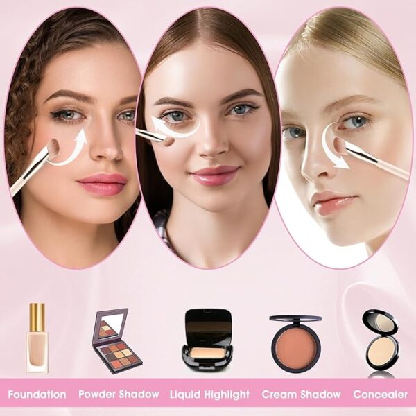 Angled Under Eye Concealer Brush - Precision Face Blending Brush for Makeup - Ideal for Eye Liquid Cream Concealer, Small Foundation Application - Cosmetic Tool for Dark Circles, Nose Contouring 2
