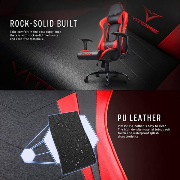 Vitesse Gaming Chair 2022 - Racing Style Gamer Chair for Teens - Comfortable High Back Game Chair with Lumbar Support and Headrest - Computer Desk Chair with Height Adjustable Swivel - Office Chair 2