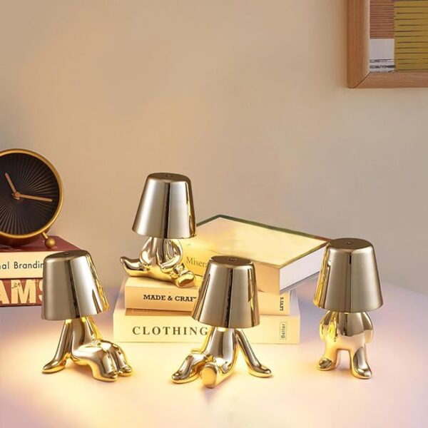Mini Lamp - Cute Small Lamp for Small Spaces - Battery Operated and Cordless Rechargeable Lamp - 3 Modes Dimmable Touch Lamp - Ideal Small Table Lamp - Gold Finish (Model: C) 2