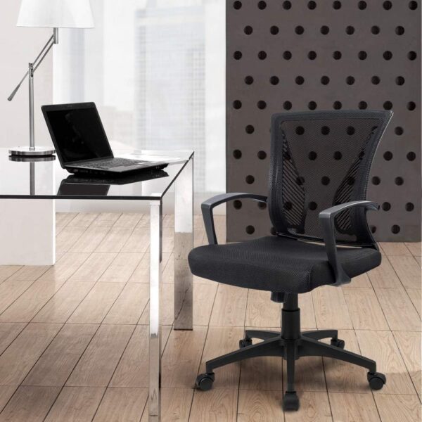 Furmax Office Chair Mid Back Swivel Lumbar Support Desk Chair - Computer Ergonomic Mesh Chair with Armrest - Black 2
