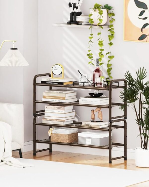 SUFAUY Shoes Rack Shelf for Closet - Metal Stackable Shoe Storage Organizer - 2-Tier Wire Grid - Rustic Bronze 2