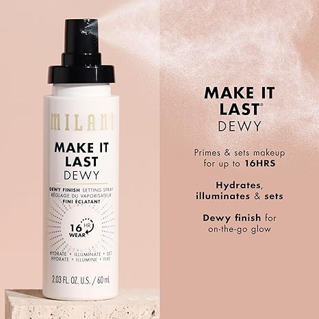 Milani Make It Dewy Setting Spray 3-in-1 - Hydrate, Illuminate, and Set (2.03 Fl. Oz.) Makeup Finishing Spray - Makeup Primer and Hydrating Setting Spray