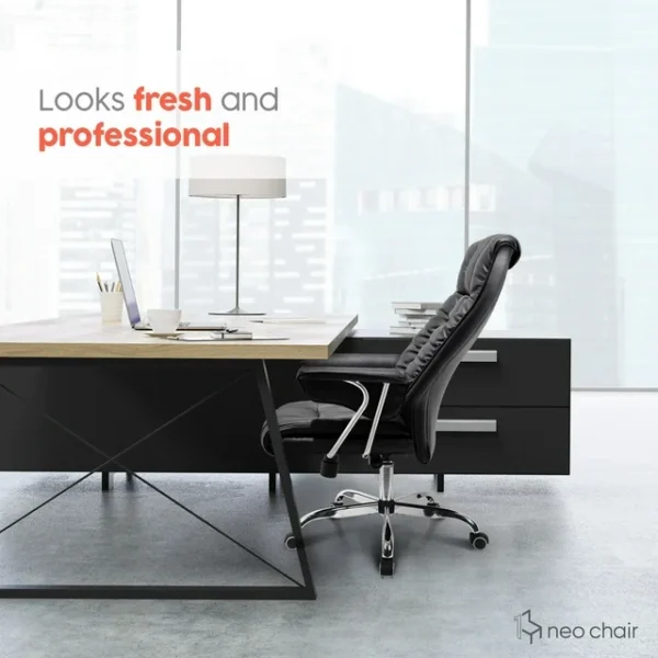 Neo Chair Comfortable PU Leather Office Computer Desk Chair with Recline - Black 3