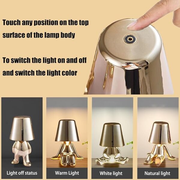 Mini Lamp - Cute Small Lamp for Small Spaces - Battery Operated and Cordless Rechargeable Lamp - 3 Modes Dimmable Touch Lamp - Ideal Small Table Lamp - Gold Finish (Model: C) 3