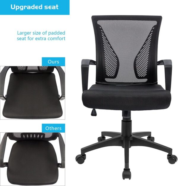 Furmax Office Chair Mid Back Swivel Lumbar Support Desk Chair - Computer Ergonomic Mesh Chair with Armrest - Black 3