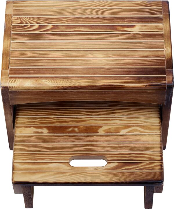 Handcrafted Solid Wood Bed Step Stool - Foot Stool Kitchen Stools - Bed Steps - Small Step Ladder - Bathroom Stools - Burned Finish 3