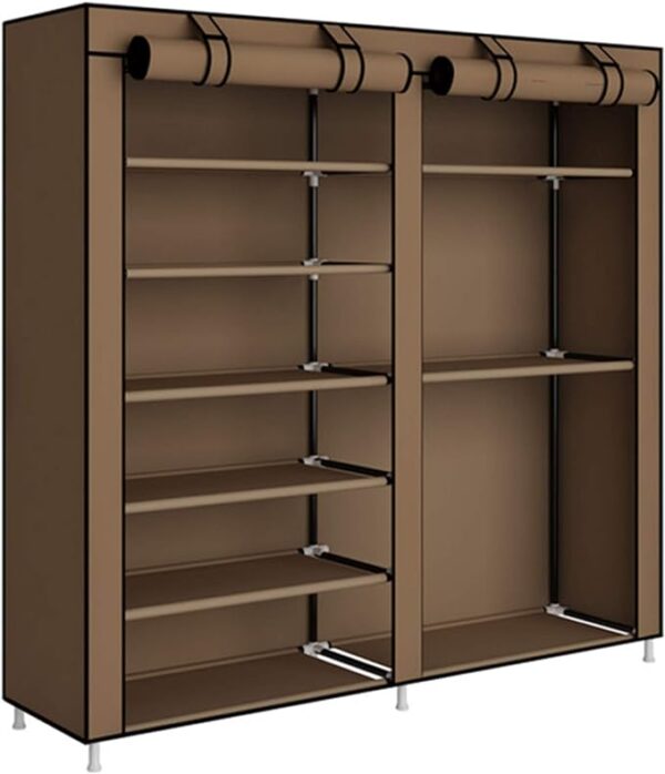 Shoe Rack Shoe Storage Boot Style Holds up to 27 Pairs of Shoes with Non-woven Fabric Cover - Brown 3