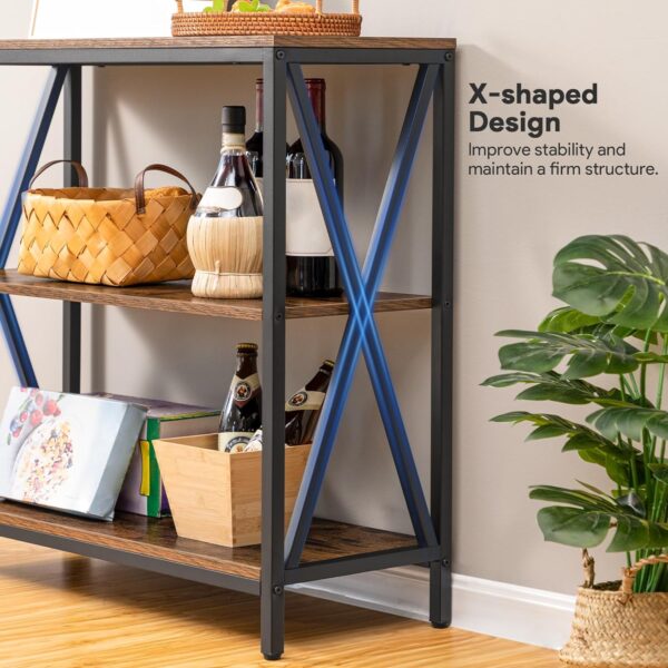 Sofa Table - Industrial Console Table with 3-Tier Narrow Design and Open Shelves - Ideal for Entryway, Hallway, Kitchen, Living Room, and Bedroom - Easy Assembly - Rustic Brown Finish (Model: CTHR8001Z) 5