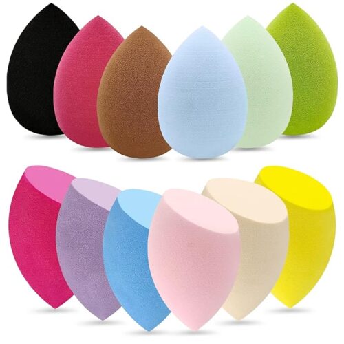 12-Piece Professional Makeup Sponge Set - Latex-Free, Soft, Multicolor Beauty Blenders for Powder and Liquid Makeup
