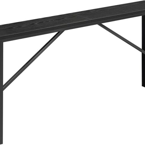 MAHANCRIS Console Table - 62.2" Long Sofa Table Behind Couch - Narrow Entryway Table - Farmhouse Dining Table with Angled Metal Frame - Industrial Console Table for Entryway - Black (Model: CTHB15801)