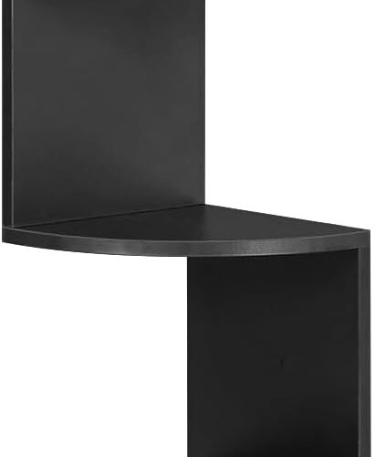 VASAGLE 5-Tier Floating Corner Shelf Wall Mount, Corner Bookshelf and Plant Shelf for Bedroom, Living Room, Bathroom, Home Office - Simply Black ULBC072B01