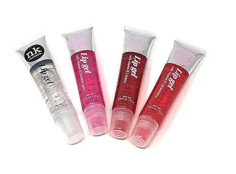4-Pack Nicka K Lip Gel Set (Clear, Strawberry, Cherry, Bubble Gum)