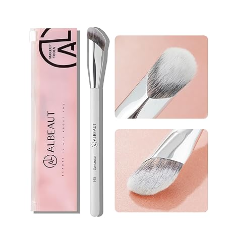 Albeaut Concealer Brush - Small Angled Precision Face Blending Brush for Under Eye Makeup, Eye Liquid Cream Foundation Concealer for Dark Circles, Vegan Makeup Nose Contour Applicator