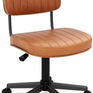 Costway Armless PU Leather Swivel Task Chair, Height Adjustable Rolling Computer Desk Chair for Home Office, Kids, Teens, Adults - Orange