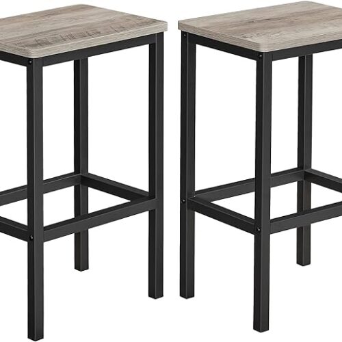 a VASAGLE Set of 2 Bar Stools, Industrial Style, Greige and Black - ULBC065B02