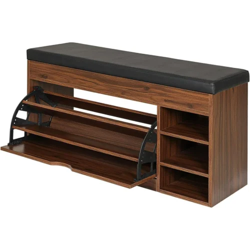 ELECWISH 3-Tier Shoe Storage Bench with Flip Drawers - Entryway Seating and Organizer Rack for Hallway