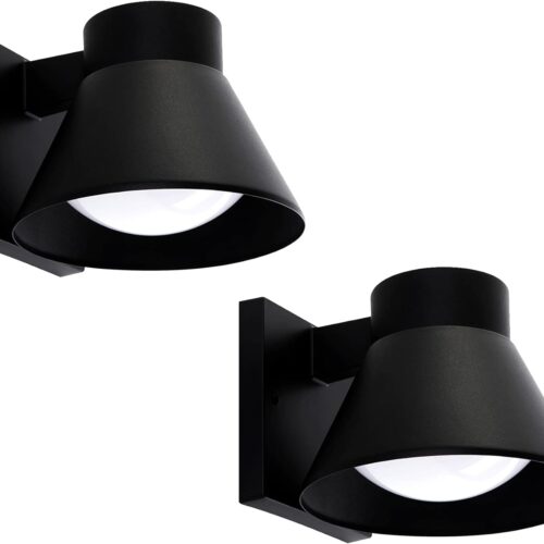 a1 UME 2 Pack LED Outdoor Wall Light Fixtures - Black Front Porch Wall Mount Lighting - Exterior Waterproof Lantern - Anti-Rust Farmhouse Barn Wall Sconce for Patio, Doorway, Garage