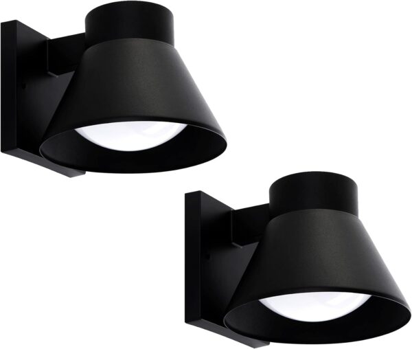 UME 2 Pack LED Outdoor Wall Light Fixtures - Black Front Porch Wall Mount Lighting - Exterior Waterproof Lantern - Anti-Rust Farmhouse Barn Wall Sconce for Patio, Doorway, Garage 1