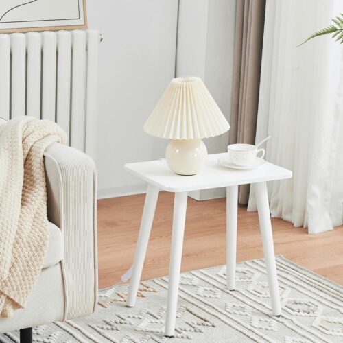 Apicizon Small Side Table - Accent Wooden End Table - Modern Nightstand Bedside Table for Bedroom, Living Room, Small Spaces, Nursery - Easy Assembly - White