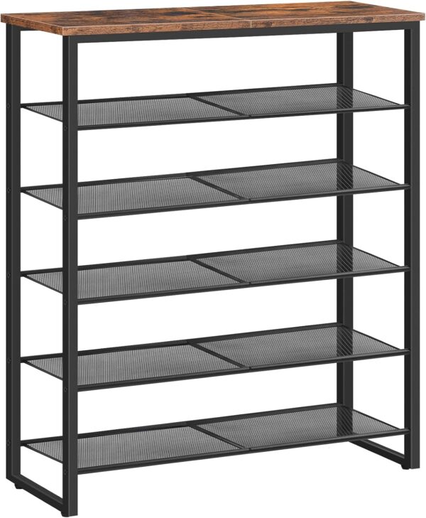 HOOBRO Shoe Rack, 6-Tier Shoe Organizer - Large Capacity Storage Shelf for 18-24 Pairs of Shoes - Durable and Stable - Ideal for Entryway, Closet, Hallway, Dorm Room - Industrial, Rustic Brown BF67XJ01G1 1