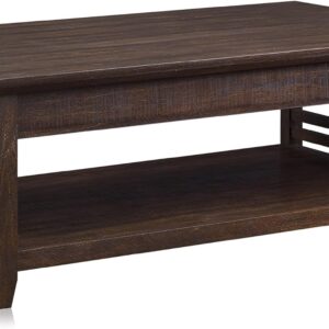 BELLEZE Modern Wood Coffee Table with Storage Shelf - Two Tier Rectangular Stylish Decor for Living Room - Suitable for Conversation and Leisure Occasions - 48 Inch - Norrell (Espresso)