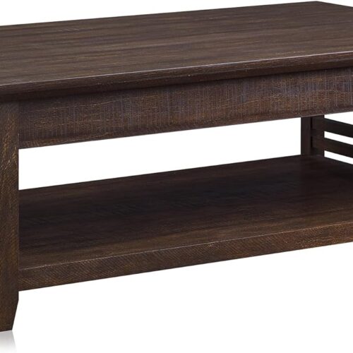 a1 BELLEZE Modern Wood Coffee Table with Storage Shelf - Two Tier Rectangular Stylish Decor for Living Room - Suitable for Conversation and Leisure Occasions - 48 Inch - Norrell (Espresso)