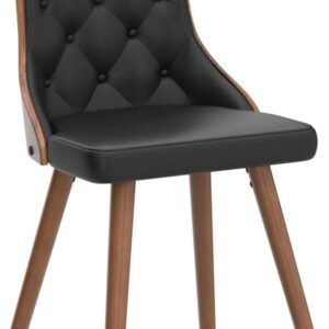Aowos Dining Chairs Set of 4 - Mid Century Modern PU Leather Upholstered Kitchen Chairs with Walnut Wood Legs - Comfortable Seating for Kitchen, Dining Room, Bar Counter, Living Room